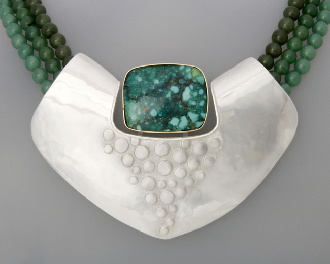 Munich Muse necklace in silver with Turquoise and Aventurine beads